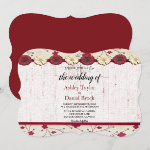 Elegant Burgundy Boho Classy Modern Floral Wedding Invitation