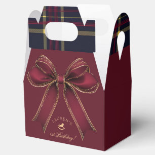 Elegant Burgundy Bow Luxury Onederful Birthday Favour Box