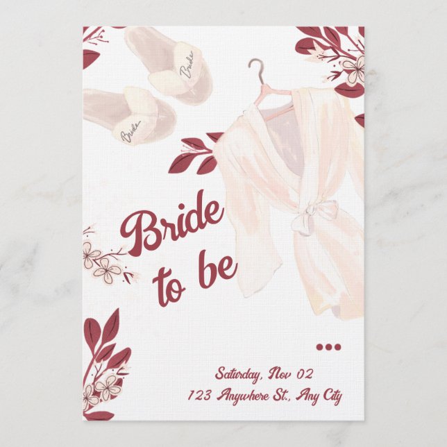 Elegant Burgundy Bridal Shower Invite (Front)