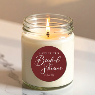 Elegant Burgundy Bridal Shower Party Custom Classic Round Sticker