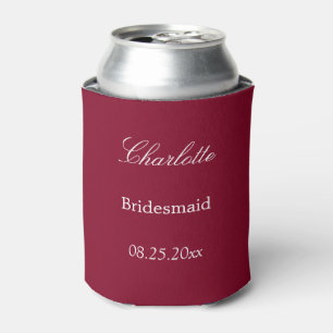 Elegant Burgundy Bridesmaid Favour Can Cooler