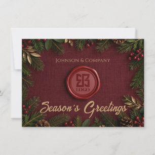 Elegant Burgundy Business Christmas Logo Card