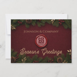 Elegant Burgundy Business Christmas Logo Card