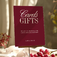 Elegant Burgundy Cards & Gifts Wedding Sign