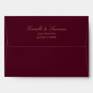 Elegant Burgundy Champagne Wedding Return Address Envelope