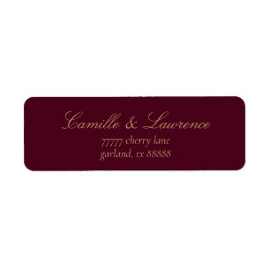 Elegant Burgundy Champagne Wedding Return Address Label