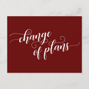 Elegant Burgundy Change of Plans Postponed Wedding Postcard