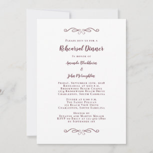Elegant Burgundy Chic Wedding Rehearsal Dinner Invitation