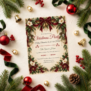 Elegant Burgundy Christmas Party Invitation
