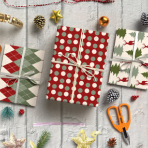 Elegant Burgundy Christmas set of 3  Wrapping Paper Sheet