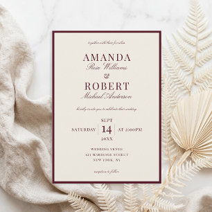Elegant Burgundy Classic Old Money Wedding Invitation