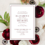 Elegant Burgundy Classic Script Wedding Invitation<br><div class="desc">A classic, elegant burgundy wedding invitation, featuring script calligraphy. Perfect for the modern bride having a formal affair. See full collection here: https://www.zazzle.com/collections/elegant_burgundy_classic_script_wedding-119551906868087326 Contact designer for matching products. Thank you sooo much for supporting our small business, we really appreciate it! We are so happy you love this design as much...</div>