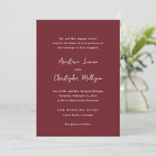 Elegant Burgundy Clean Wedding Invitation