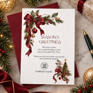 Elegant Burgundy Corporate Christmas Greetings Holiday Card