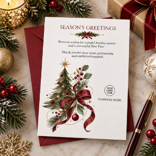 Elegant Burgundy Corporate Christmas Holiday Card