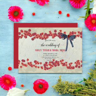Elegant Burgundy Country Floral Rustic Wedding Invitation