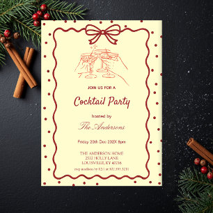 Elegant Burgundy &Cream Christmas Party  Invitatio Holiday Card