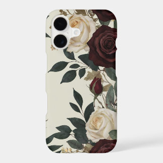 Elegant Burgundy & Cream Watercolor Floral iPhone