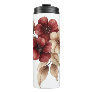 Elegant Burgundy & Cream Watercolor Floral Thermal Tumbler