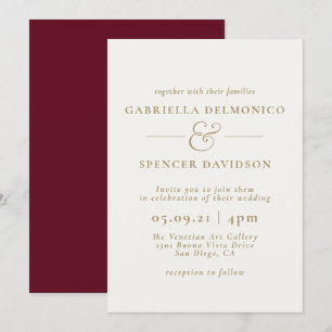 Elegant Burgundy Cream Wedding Invitation