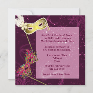 Elegant Burgundy Custom Masquerade Ball Invitation