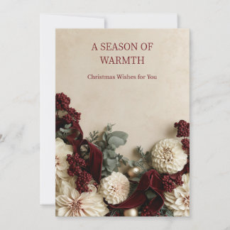 Elegant Burgundy Dahlia Christmas Holiday Card