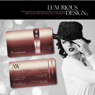 Elegant Burgundy Decor Shimmery Diamonds Monogram Business Card