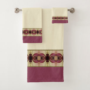 Elegant Burgundy Design Accent Bath Towel Set