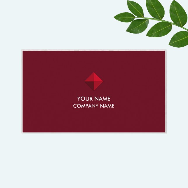 Elegant Burgundy Diamond Logo on Burgundy Business Card (Creator Uploaded)