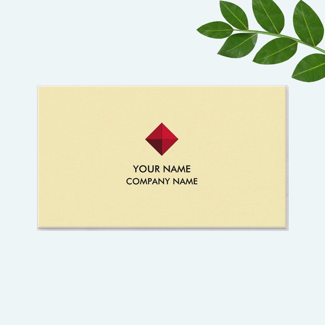 Elegant Burgundy Diamond Logo on Golden Beige Business Card (Creator Uploaded)
