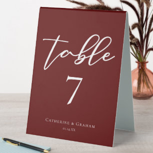 Elegant Burgundy Evening Wedding Table Number