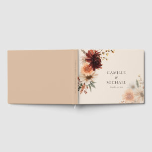 Elegant Burgundy Fall Floral Wedding Guest  Book