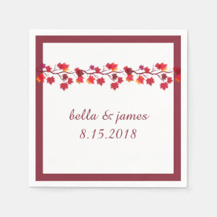 Elegant Burgundy Fall Wedding Paper Napkins