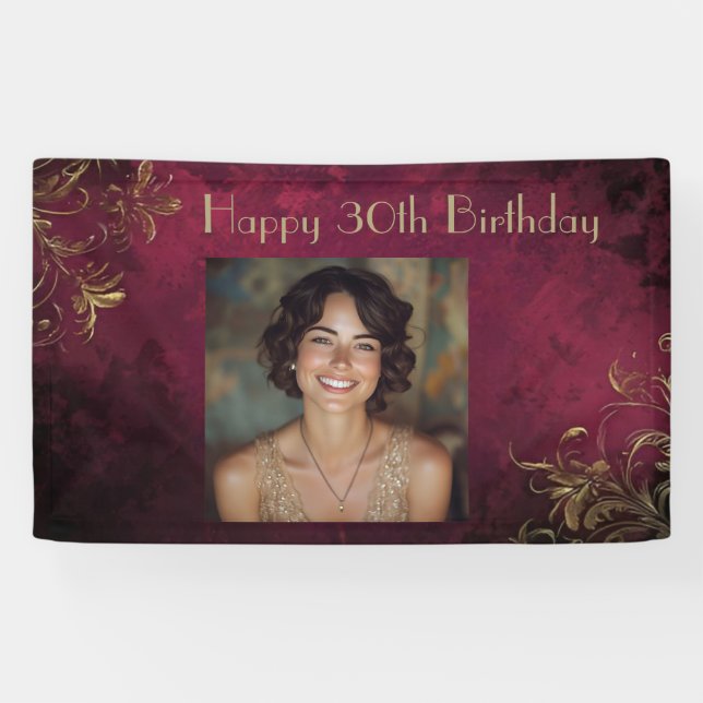 Elegant Burgundy & Faux Gold  Banner (Horizontal)