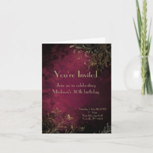 Elegant Burgundy & Faux Gold Invitation