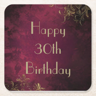 Elegant Burgundy & Faux Gold Paper Coaster