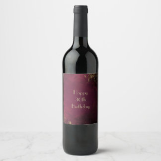 Elegant Burgundy & Faux Gold Wine Label