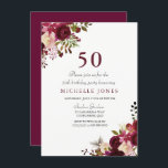 Elegant Burgundy Floral 50th Birthday Invitation<br><div class="desc">Elegant Burgundy Floral 50th Birthday Invitation
Matching collection in Niche and Nest store.</div>