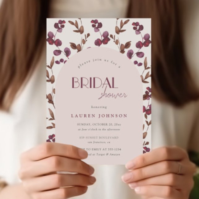 Elegant Burgundy Floral Bridal Shower Invitation (Creator Uploaded)