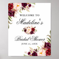 Elegant Burgundy Floral Bridal Shower