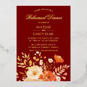 Elegant Burgundy Floral Rehearsal Dinner