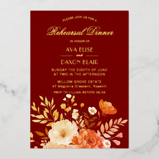 Elegant Burgundy Floral Rehearsal Dinner