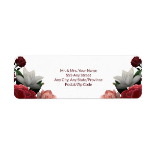 Elegant Burgundy Floral - Return Address Label