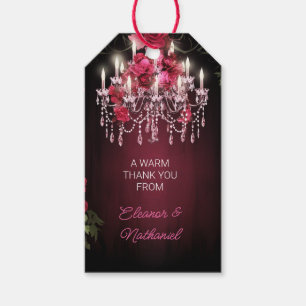 Elegant Burgundy Floral Roses Chandelier Wedding Gift Tags