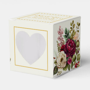 Elegant Burgundy Floral Roses Wedding Favour Boxe Box