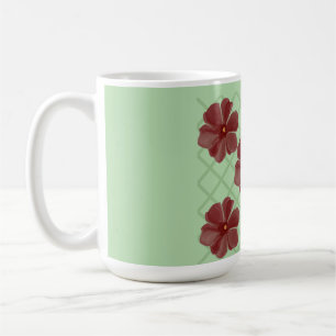 Elegant Burgundy Floral & Sage Green Lattice Patte Coffee Mug