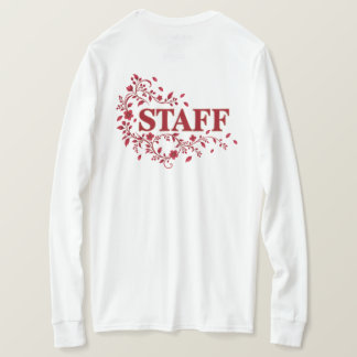 Elegant Burgundy Floral STAFF Event Team Design T-Shirt