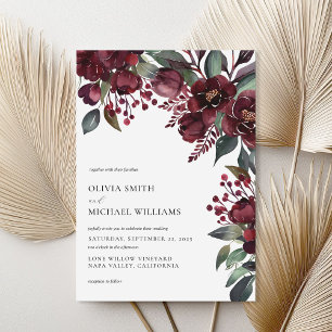 Elegant Burgundy Floral Wedding Invitation