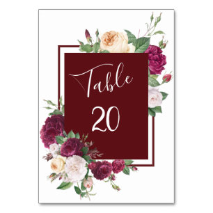Elegant Burgundy Floral - Wedding Table Card