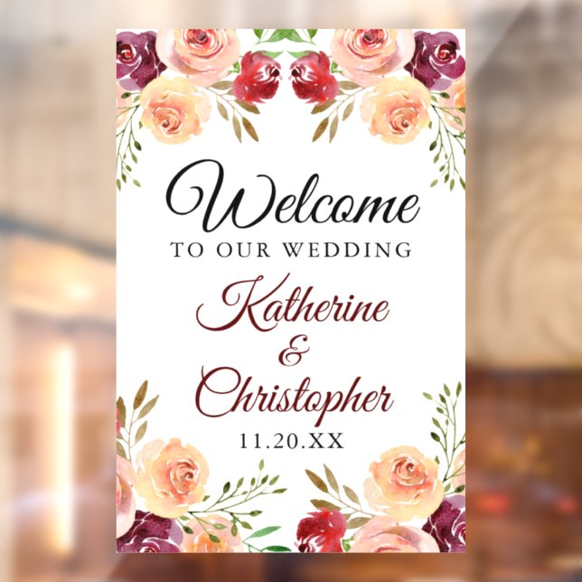 Elegant Burgundy Floral Welcome to our Wedding (Sheet 2)